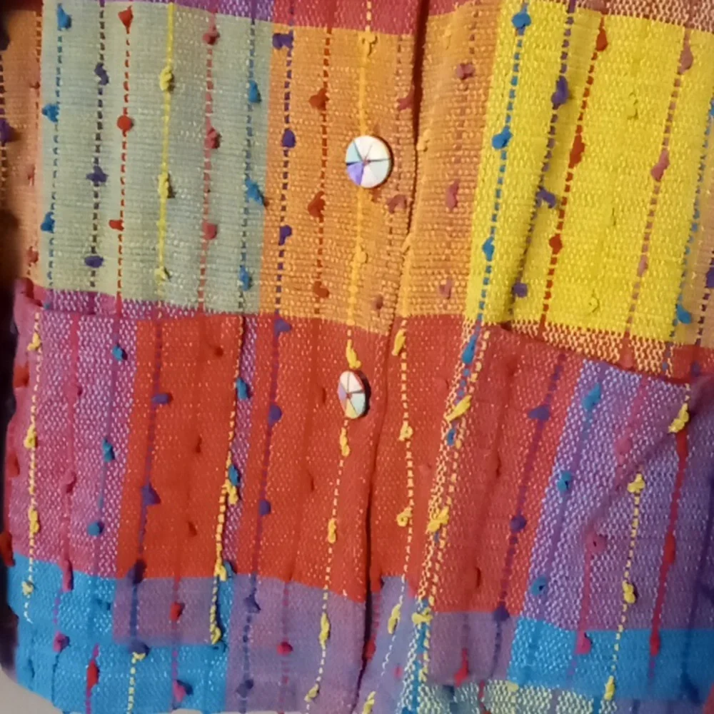 Multicolor Patchwork Button-Front Jacket - Picture 6 of 9